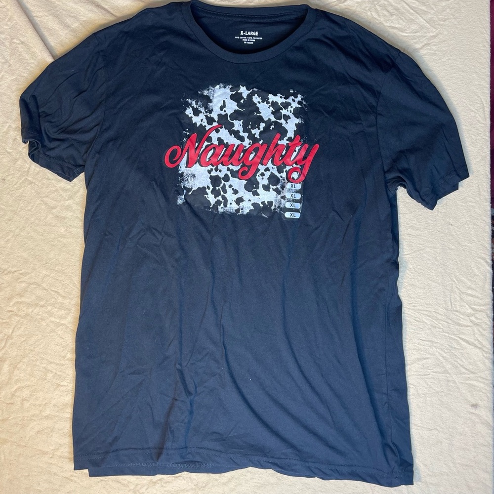 Pivotal Naughty Cowgirl Holstein Cow Print Graphic T-Shirt XL